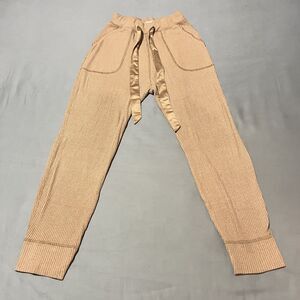 Abercrombie & Fitch Light Beige Brown Ribbed Knit Soft Lounge Joggers Women's S